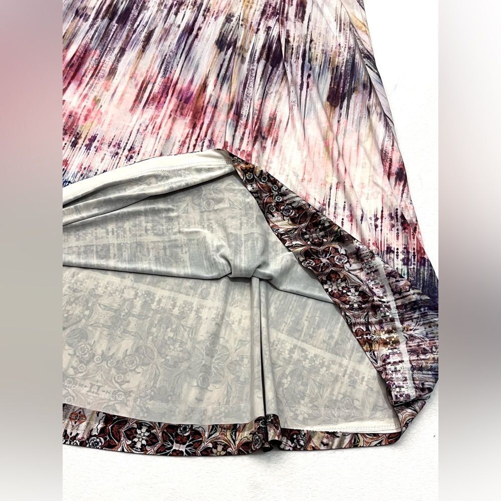 ONE WORLD Live & Let Live Sleeveless Boho Ombre Print Paisley Neckline Dress - Picture 11 of 16